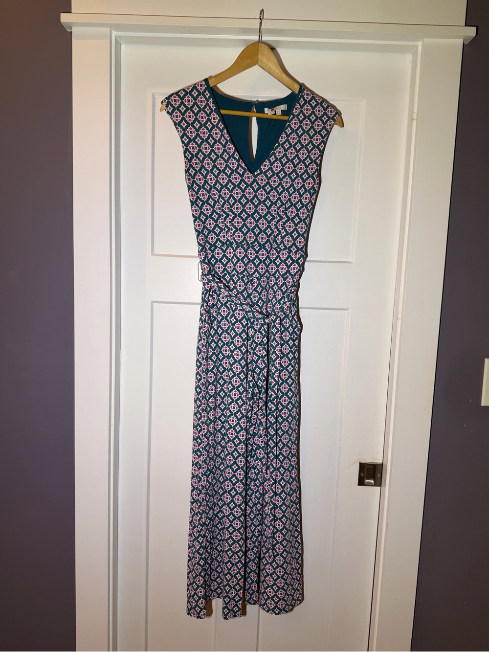 Boden Teal and Pink Patterned Jumpsuit